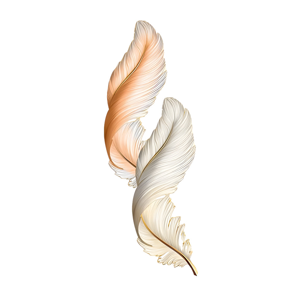 Elegant White Backlit Feather Wall Lamp with Remote for Bedroom Decor