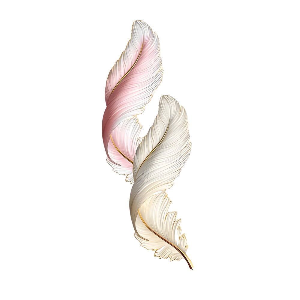 Elegant White Backlit Feather Wall Lamp with Remote for Bedroom Decor