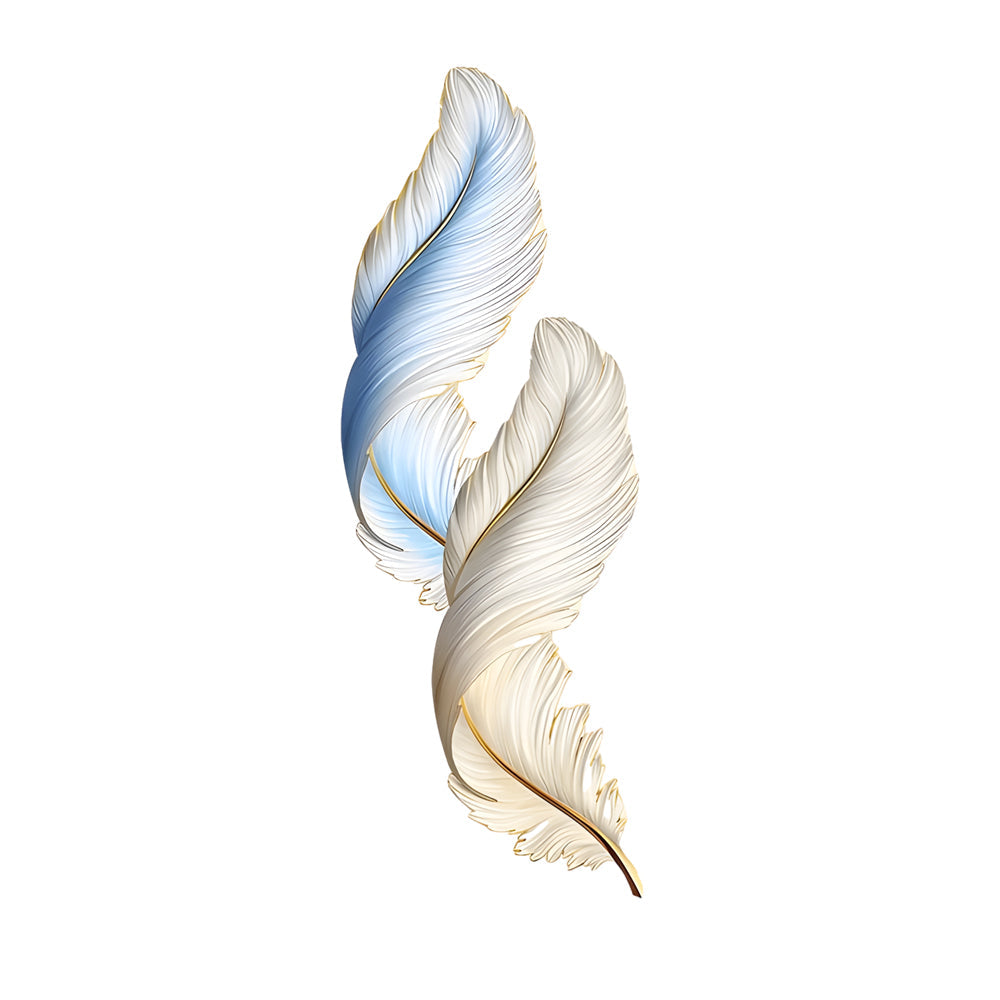 Elegant White Backlit Feather Wall Lamp with Remote for Bedroom Decor
