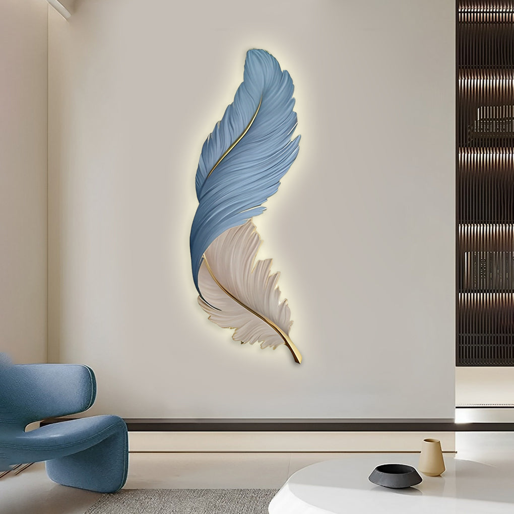 Modern White Feather LED Wall Lamp for Luxury Living Room Decor