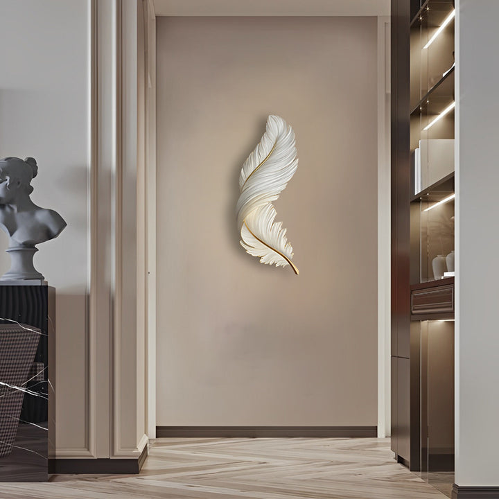 Modern White Feather LED Wall Lamp for Luxury Living Room Decor