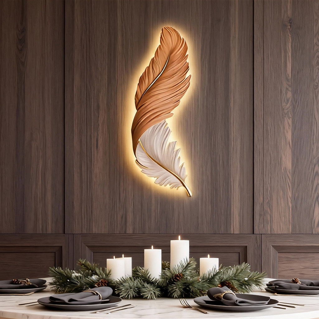 Modern White Feather LED Wall Lamp for Luxury Living Room Decor