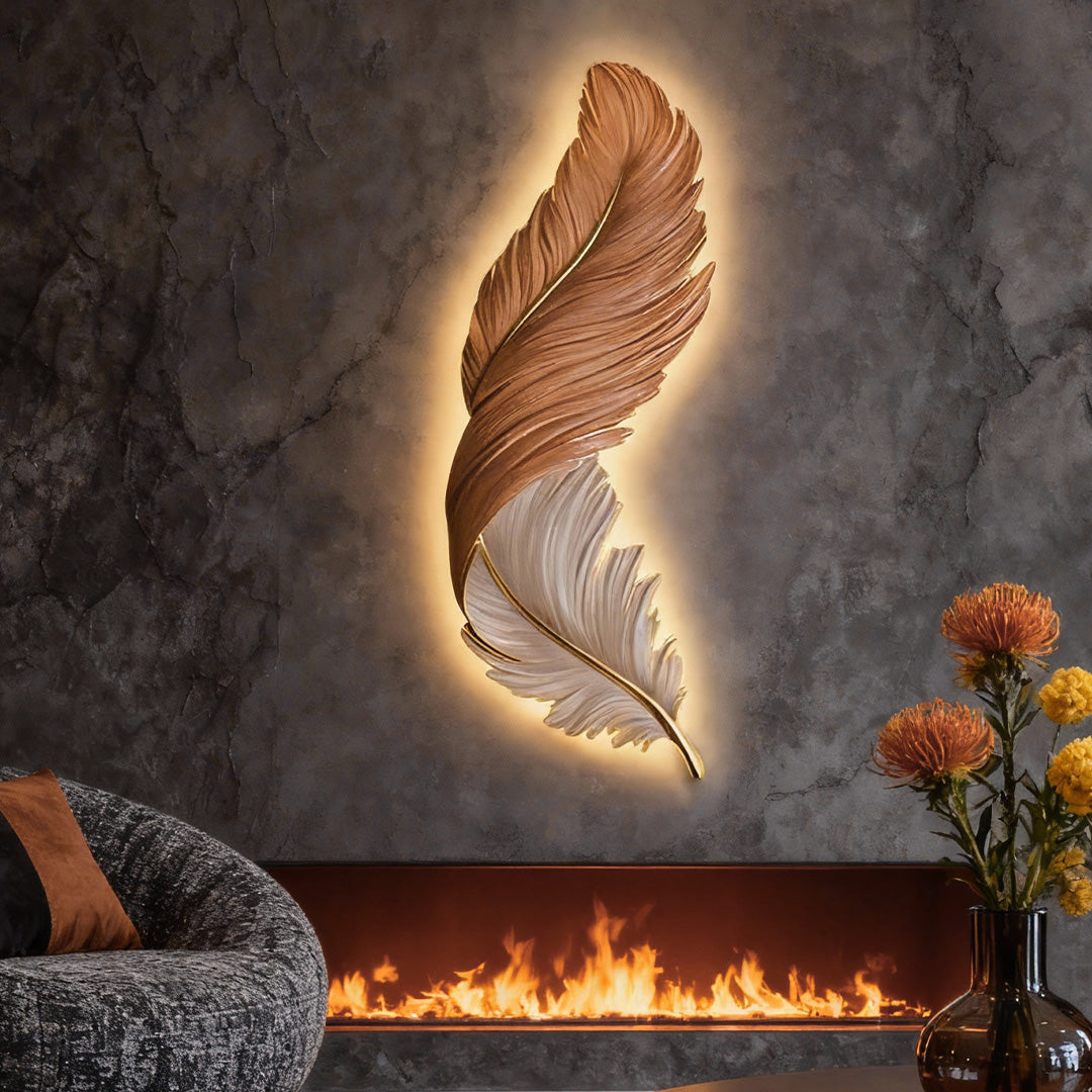 Modern White Feather LED Wall Lamp for Luxury Living Room Decor