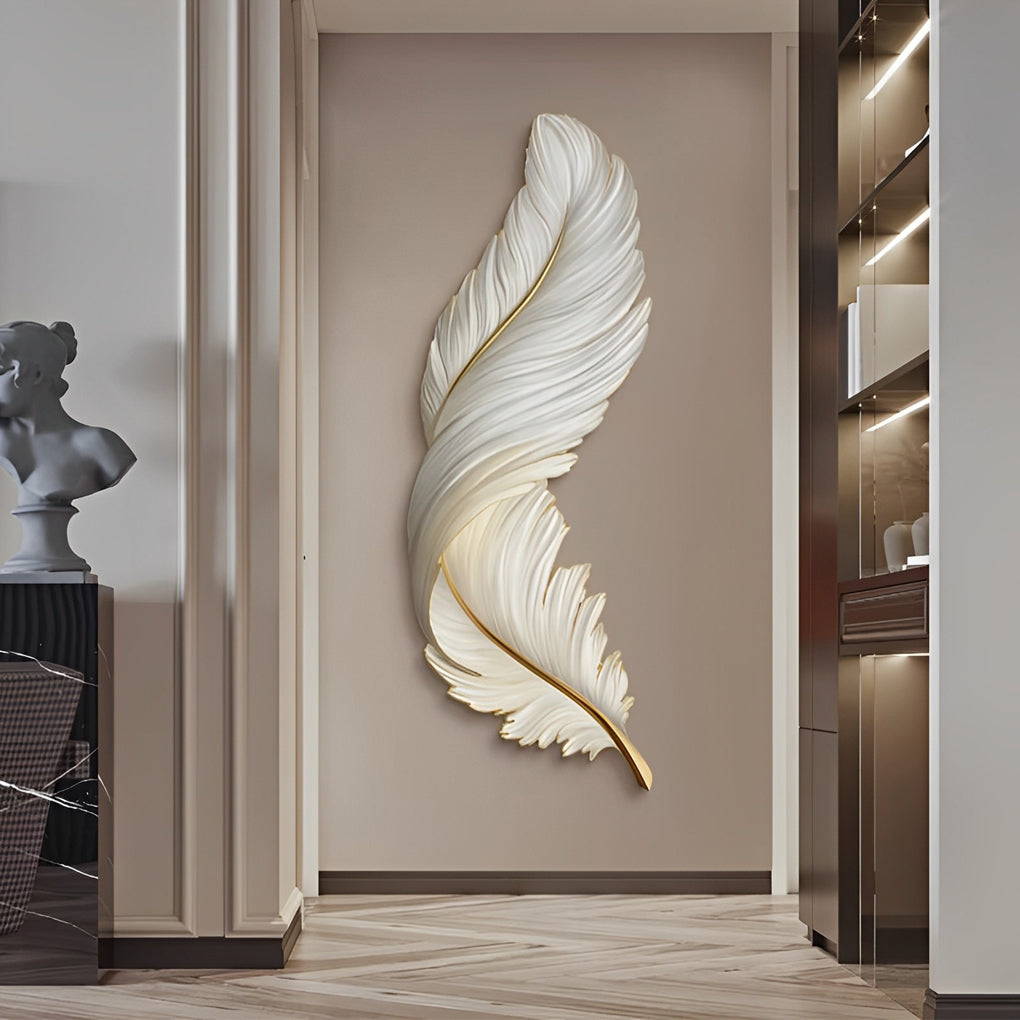 Modern White Feather LED Wall Lamp for Luxury Living Room Decor