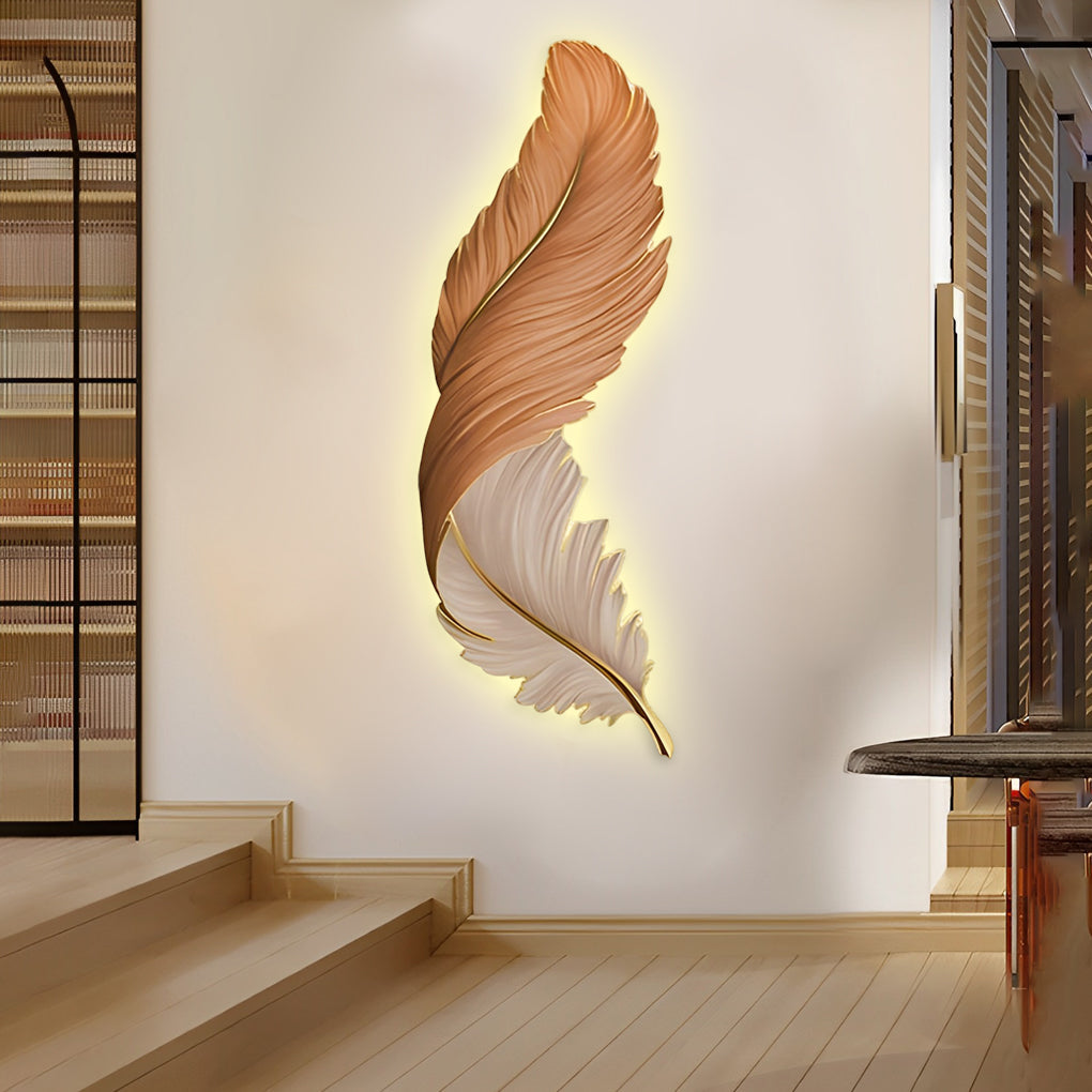 Modern White Feather LED Wall Lamp for Luxury Living Room Decor