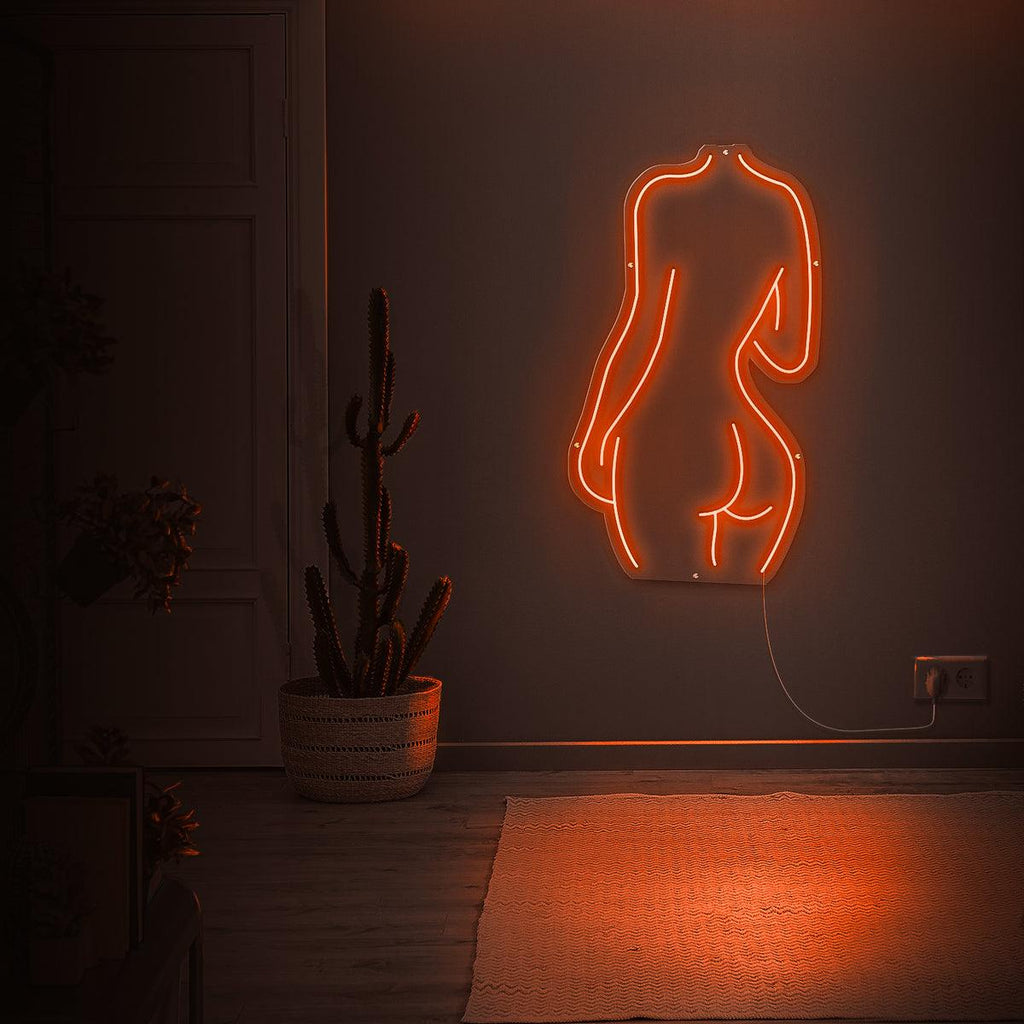 Chic Pink Female Silhouette LED Neon Wall Art for Bedroom Decor