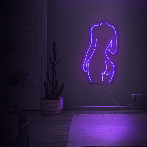 Chic Pink Female Silhouette LED Neon Wall Art for Bedroom Decor