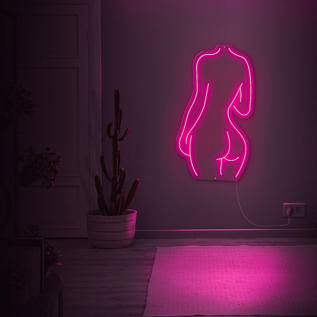 Chic Pink Female Silhouette LED Neon Wall Art for Bedroom Decor