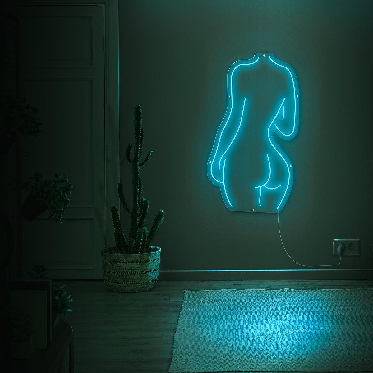 Chic Pink Female Silhouette LED Neon Wall Art for Bedroom Decor