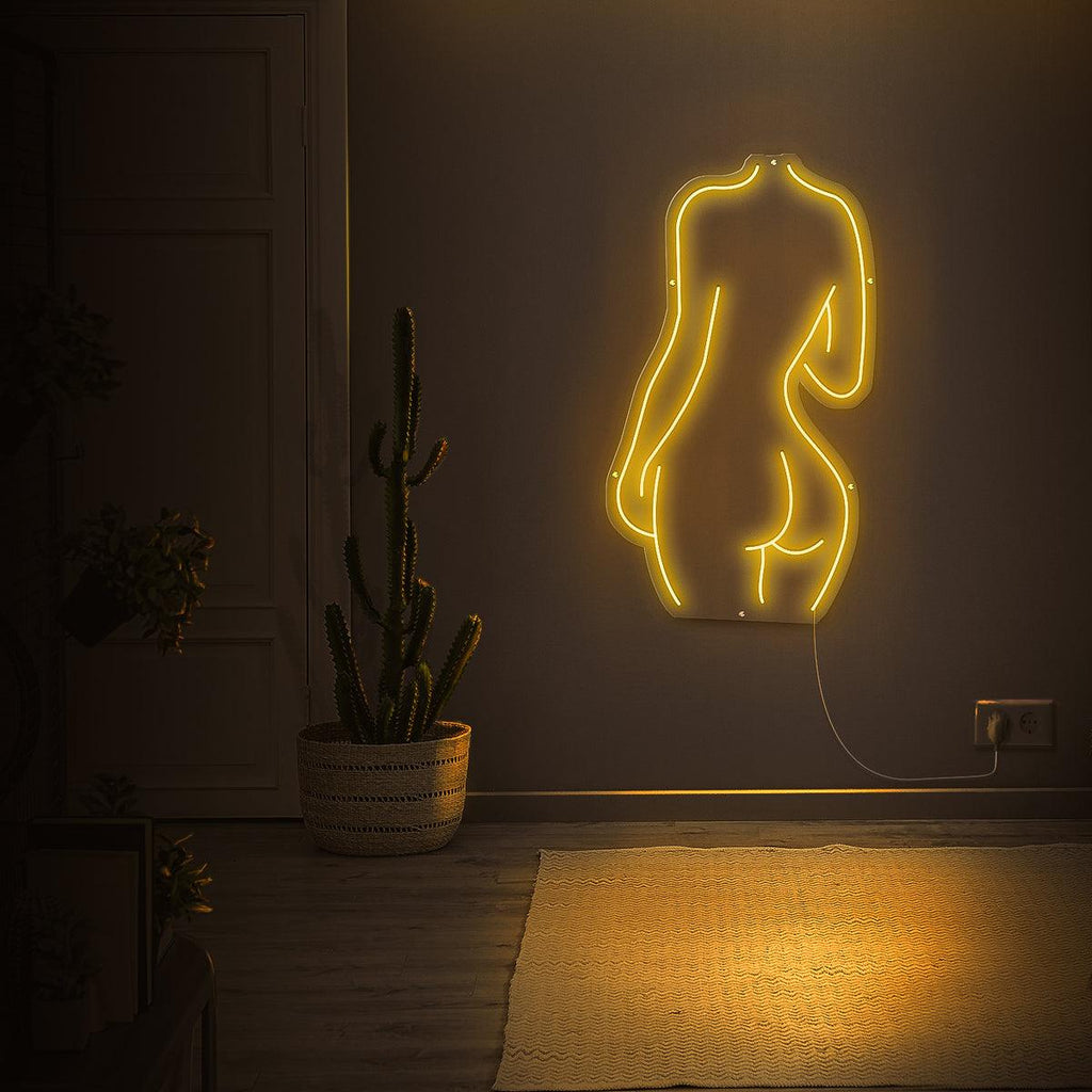 Chic Pink Female Silhouette LED Neon Wall Art for Bedroom Decor