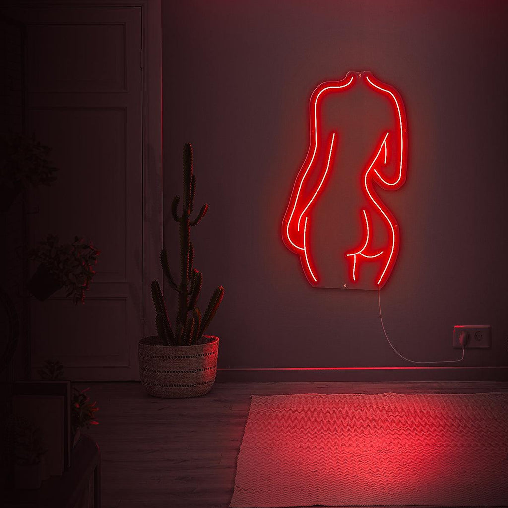 Chic Pink Female Silhouette LED Neon Wall Art for Bedroom Decor