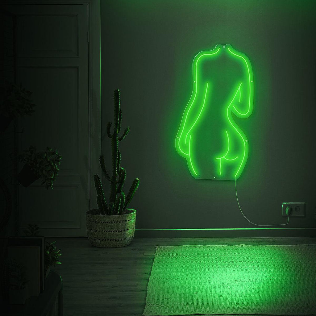 Chic Pink Female Silhouette LED Neon Wall Art for Bedroom Decor