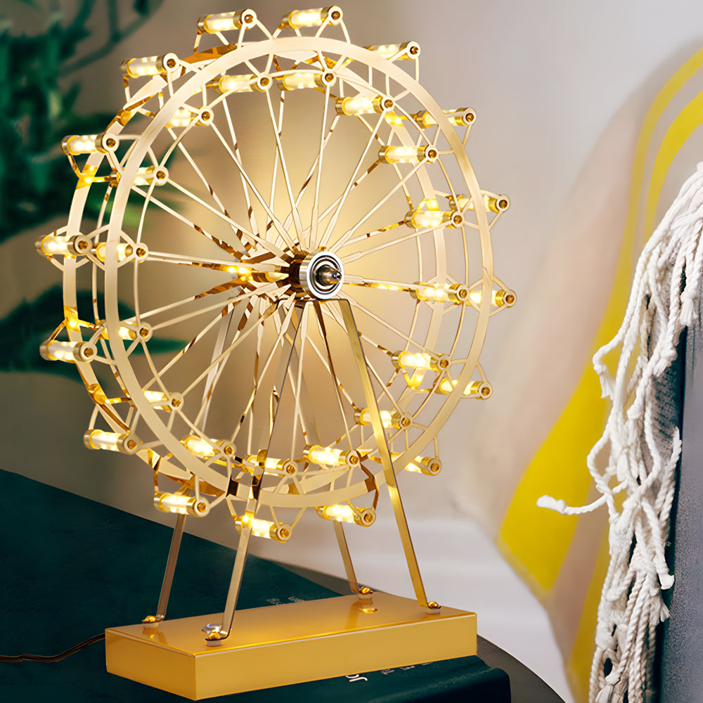 Vintage Gold Metal LED Ferris Wheel Atmosphere Light for Living Room