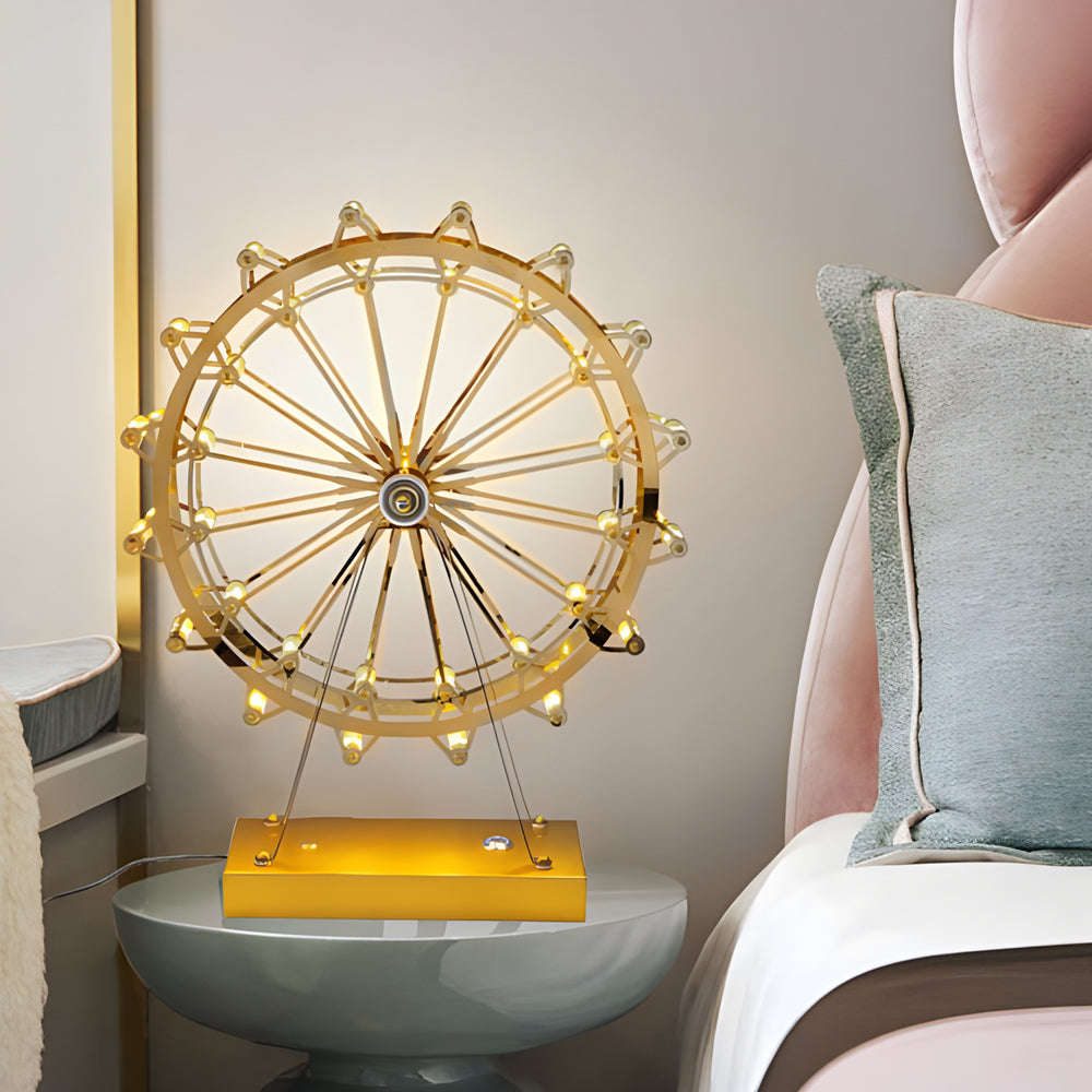 Vintage Gold Metal LED Ferris Wheel Atmosphere Light for Living Room