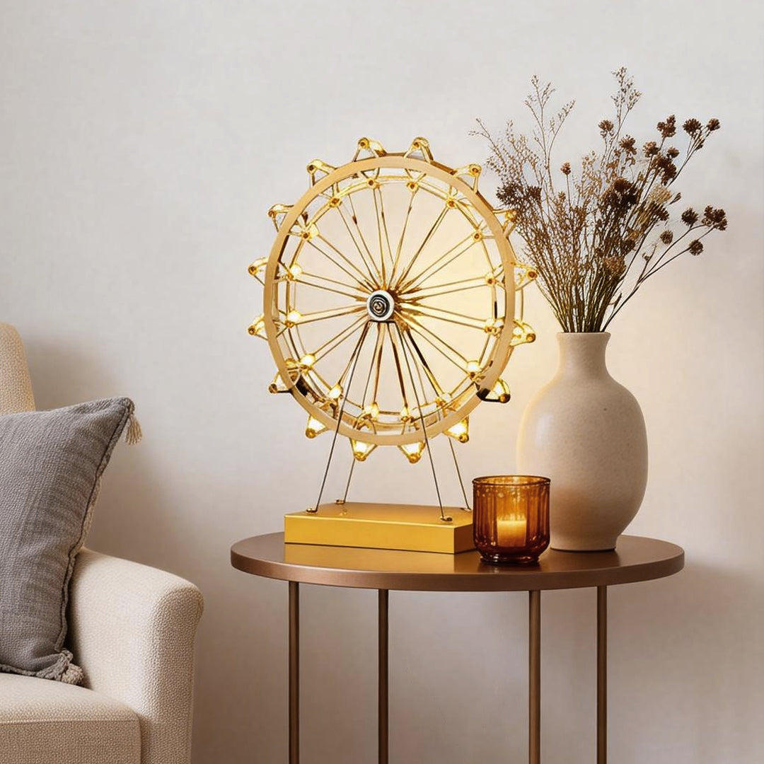 Vintage Gold Metal LED Ferris Wheel Atmosphere Light for Living Room