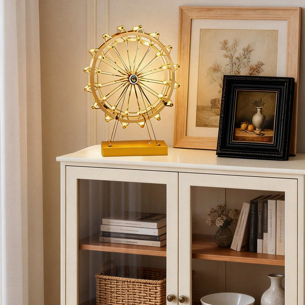 Vintage Gold Metal LED Ferris Wheel Atmosphere Light for Living Room