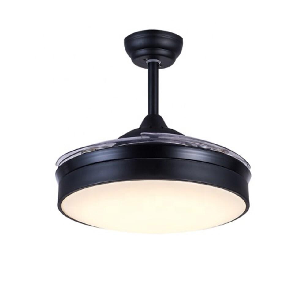 Nordic Style Retractable LED Ceiling Fan with Lights, 15/19-Inch, White