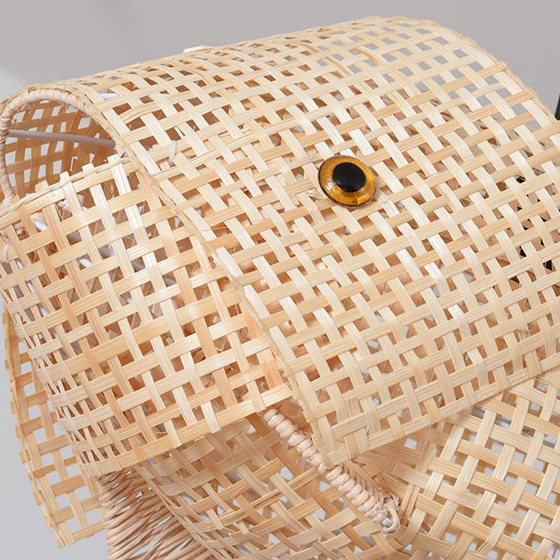 Rustic Fish Pendant Light in Bamboo for Farmhouse Kitchen & Dining Room