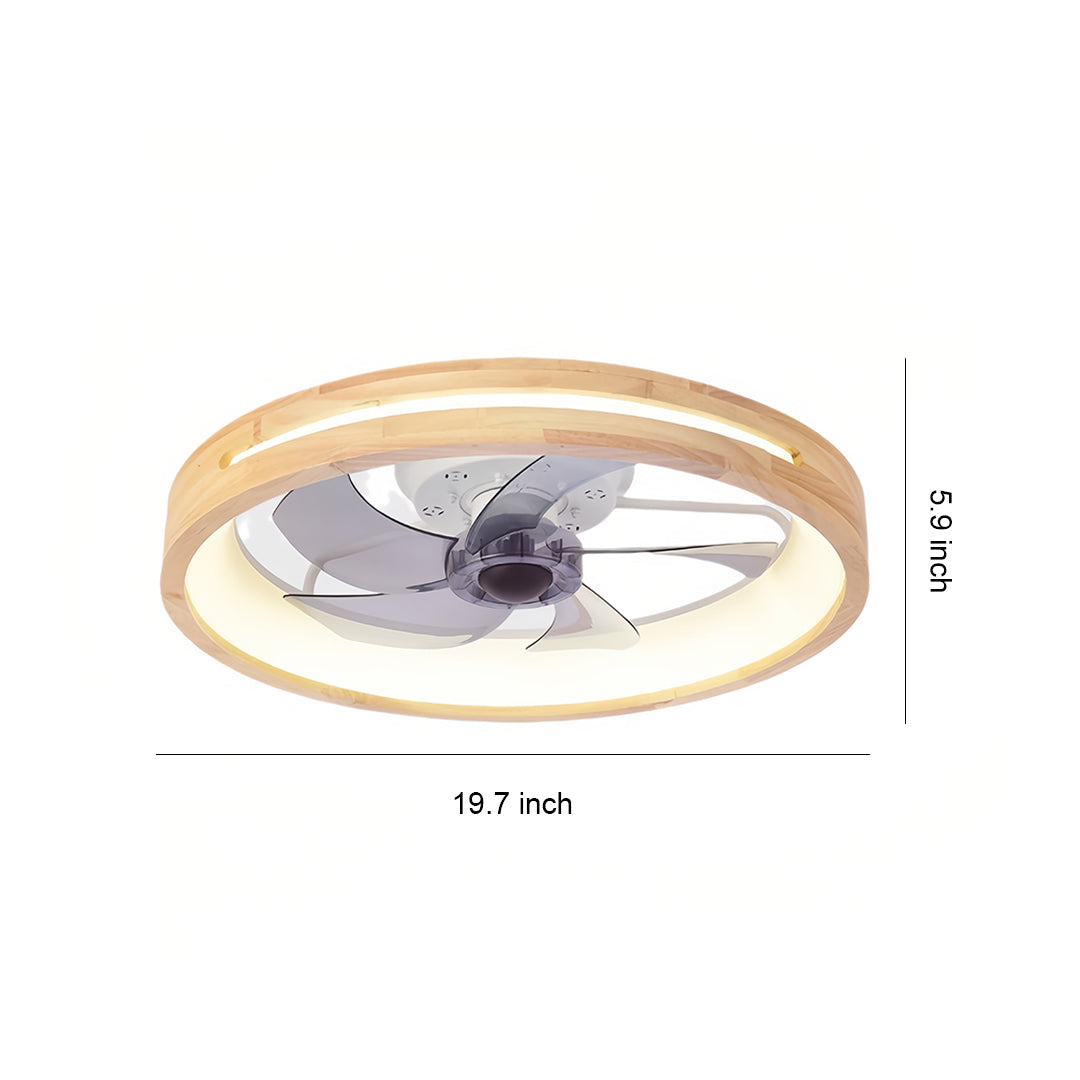 Sleek Black Five-Blade Dimmable LED Ceiling Fan for Low-Profile Living Spaces