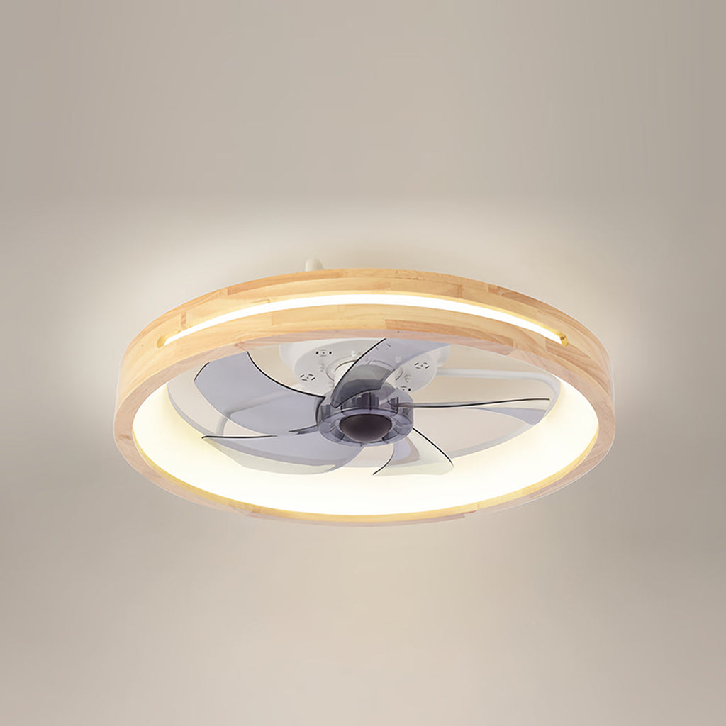 Sleek Black Five-Blade Dimmable LED Ceiling Fan for Low-Profile Living Spaces