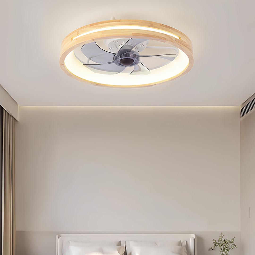 Sleek Black Five-Blade Dimmable LED Ceiling Fan for Low-Profile Living Spaces