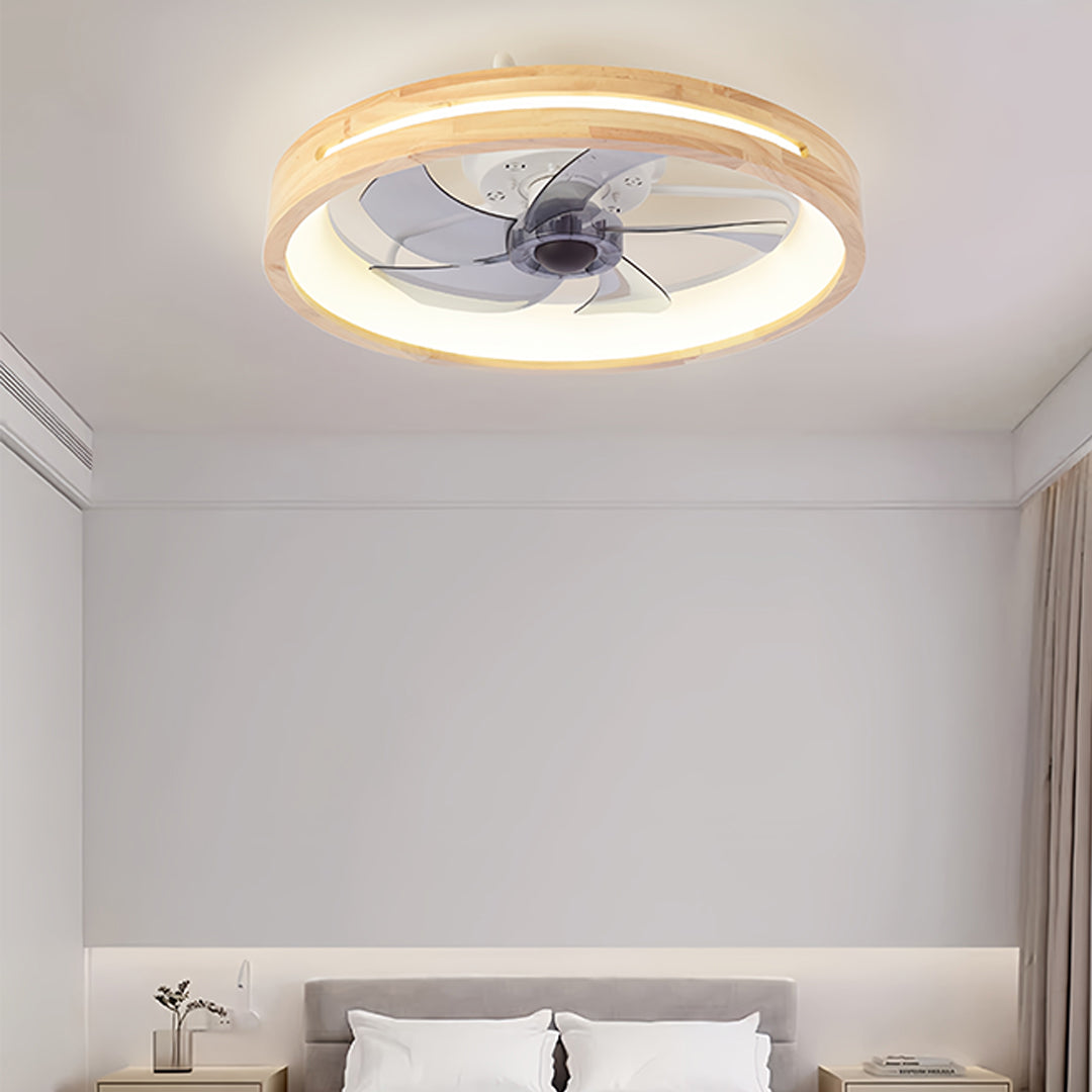 Sleek Black Five-Blade Dimmable LED Ceiling Fan for Low-Profile Living Spaces