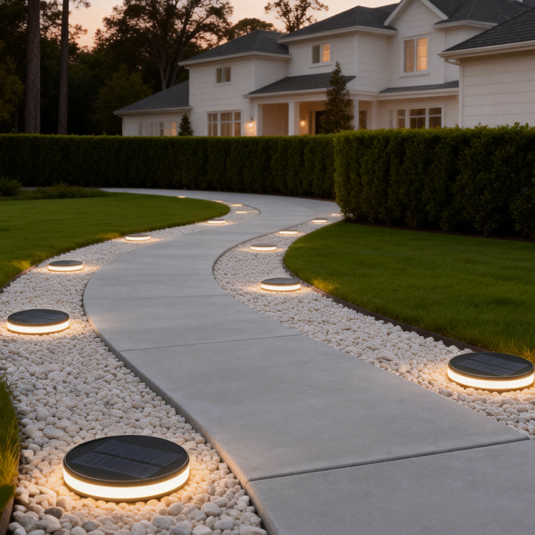 Sleek Black Solar-Powered Waterproof In-Ground Garden Lights for Outdoors