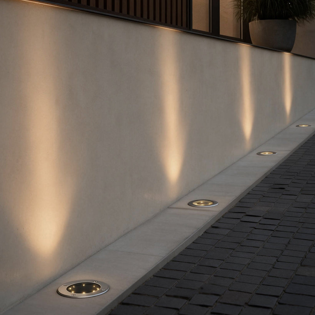 Sleek Black Solar-Powered Waterproof In-Ground Garden Lights for Outdoors