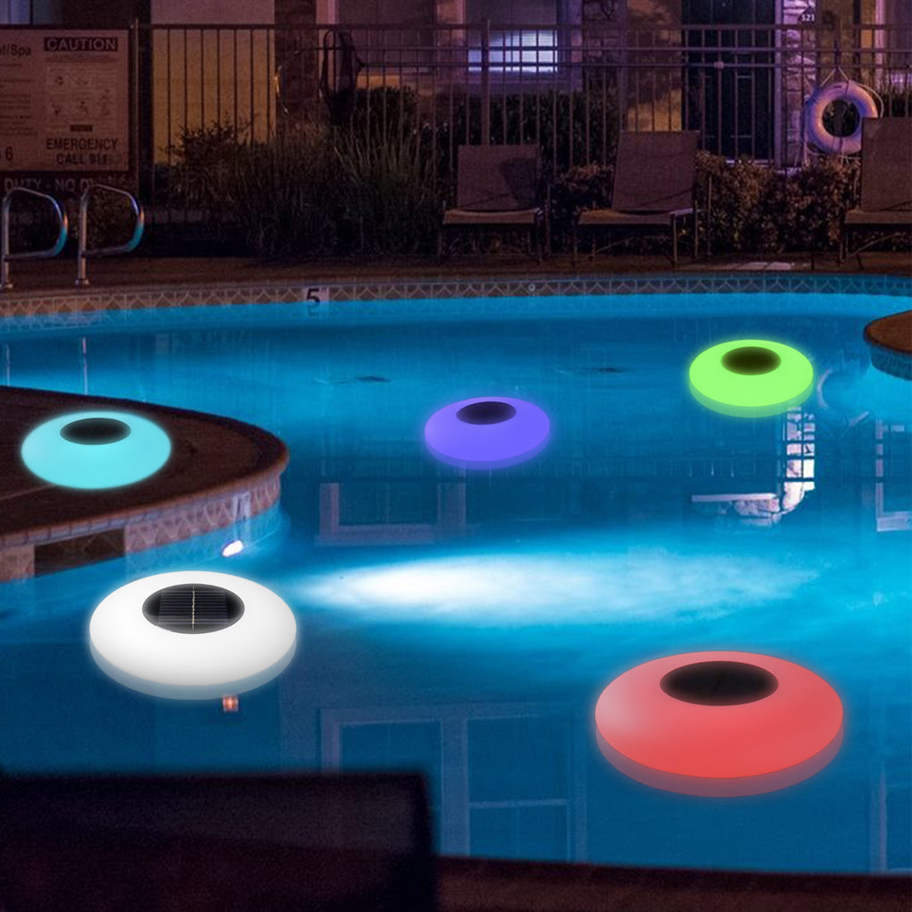 Solar-Powered RGB Floating Pond Light - White Waterproof LED Fixture