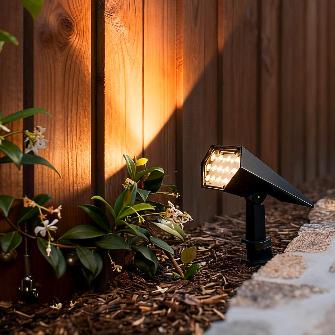 Adjustable Angle Outdoor Solar Spotlight in Durable Black for Gardens