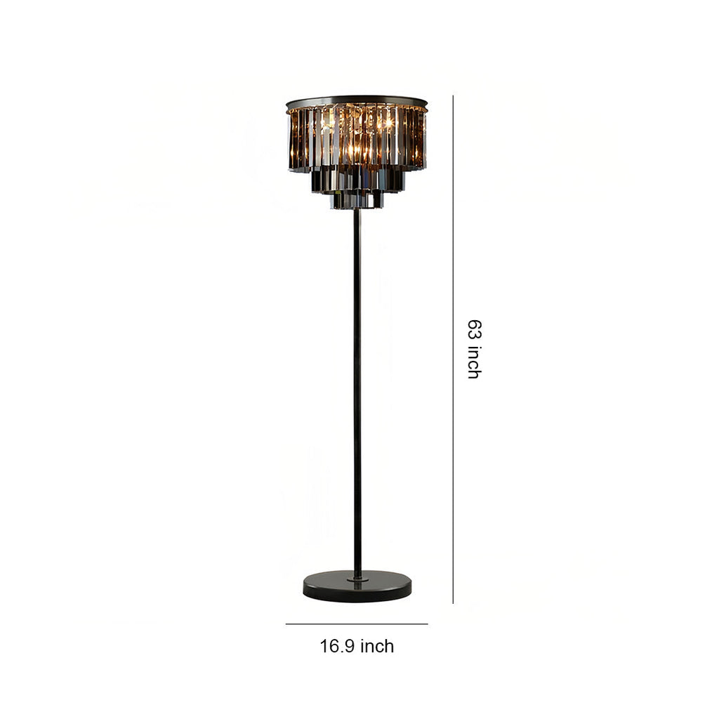 Glamorous Crystal Floor Lamp in Gold Finish for Luxurious Living Spaces