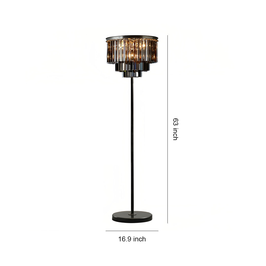 Glamorous Crystal Floor Lamp in Gold Finish for Luxurious Living Spaces