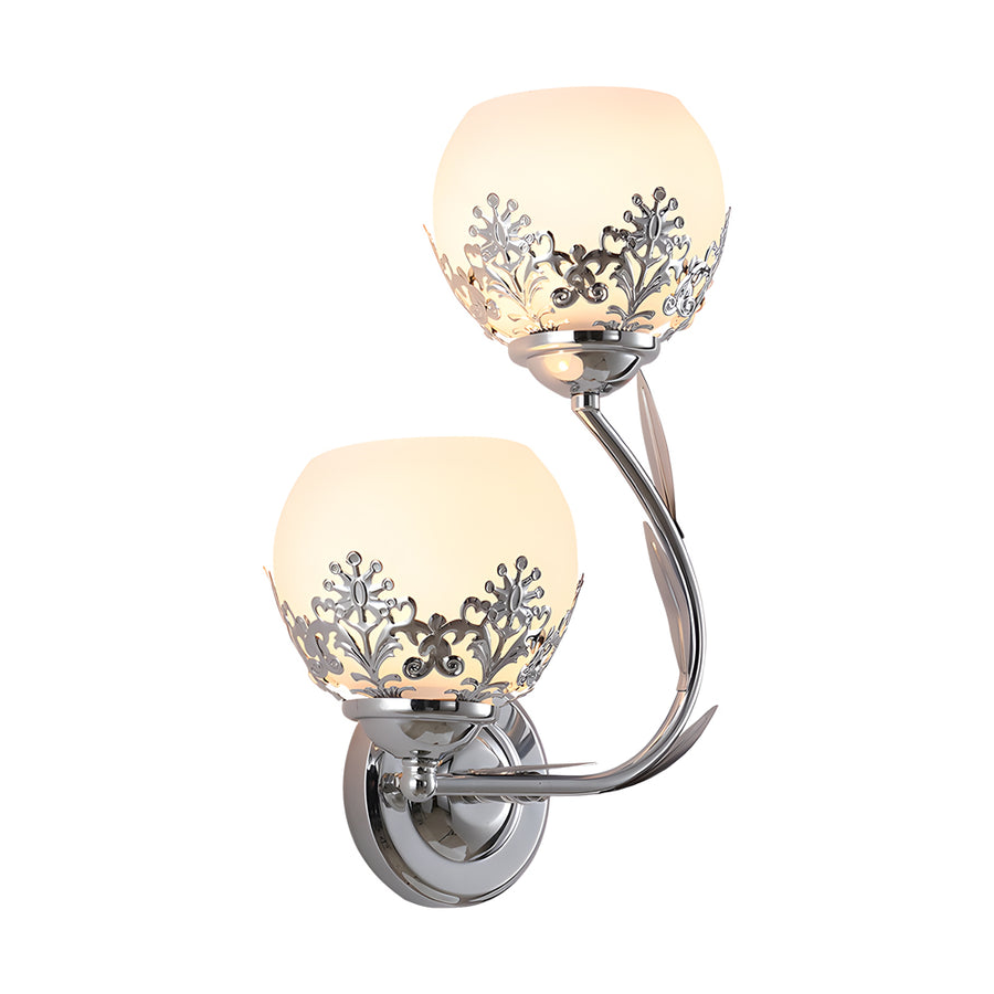 Vintage Floral Glass LED Wall Sconces for Living Room Bedroom Decor