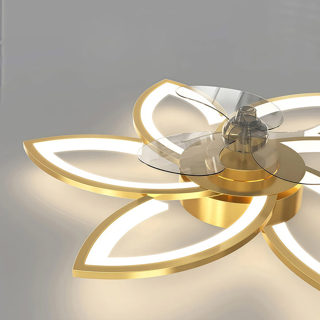 Modern White Flower Design LED Ceiling Fan with Light for Home