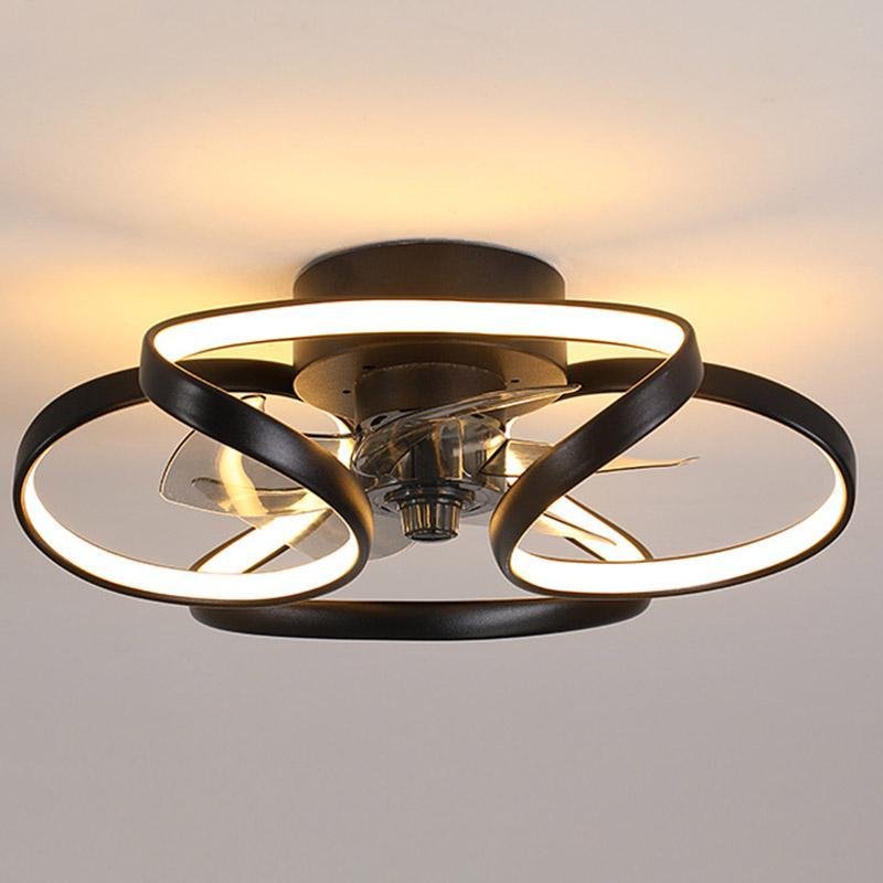 Modern White Flower Ceiling Fan with LED Light for Living Room Decor