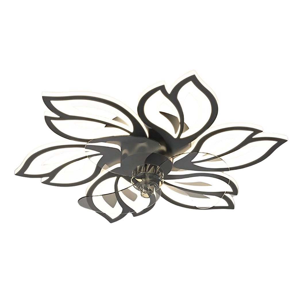 Modern White Flower Design LED Ceiling Fan with Light for Home