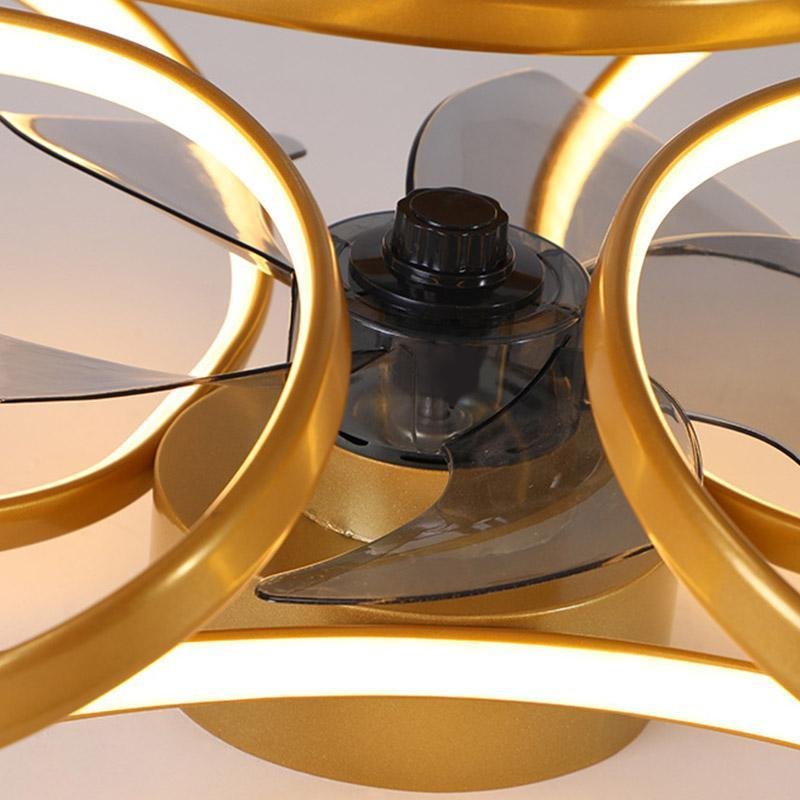 Modern Flower Crystal LED Ceiling Fan with Light for Living Room