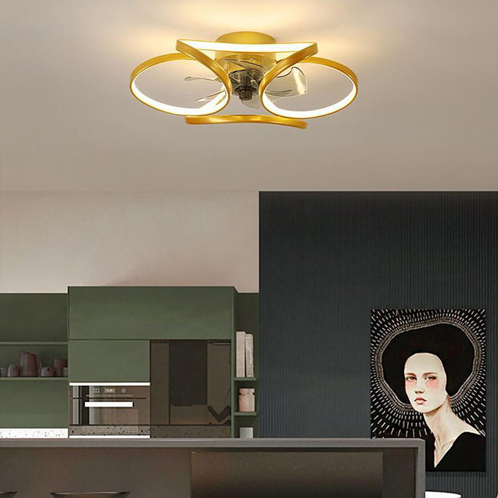 Modern Flower Crystal LED Ceiling Fan with Light for Living Room