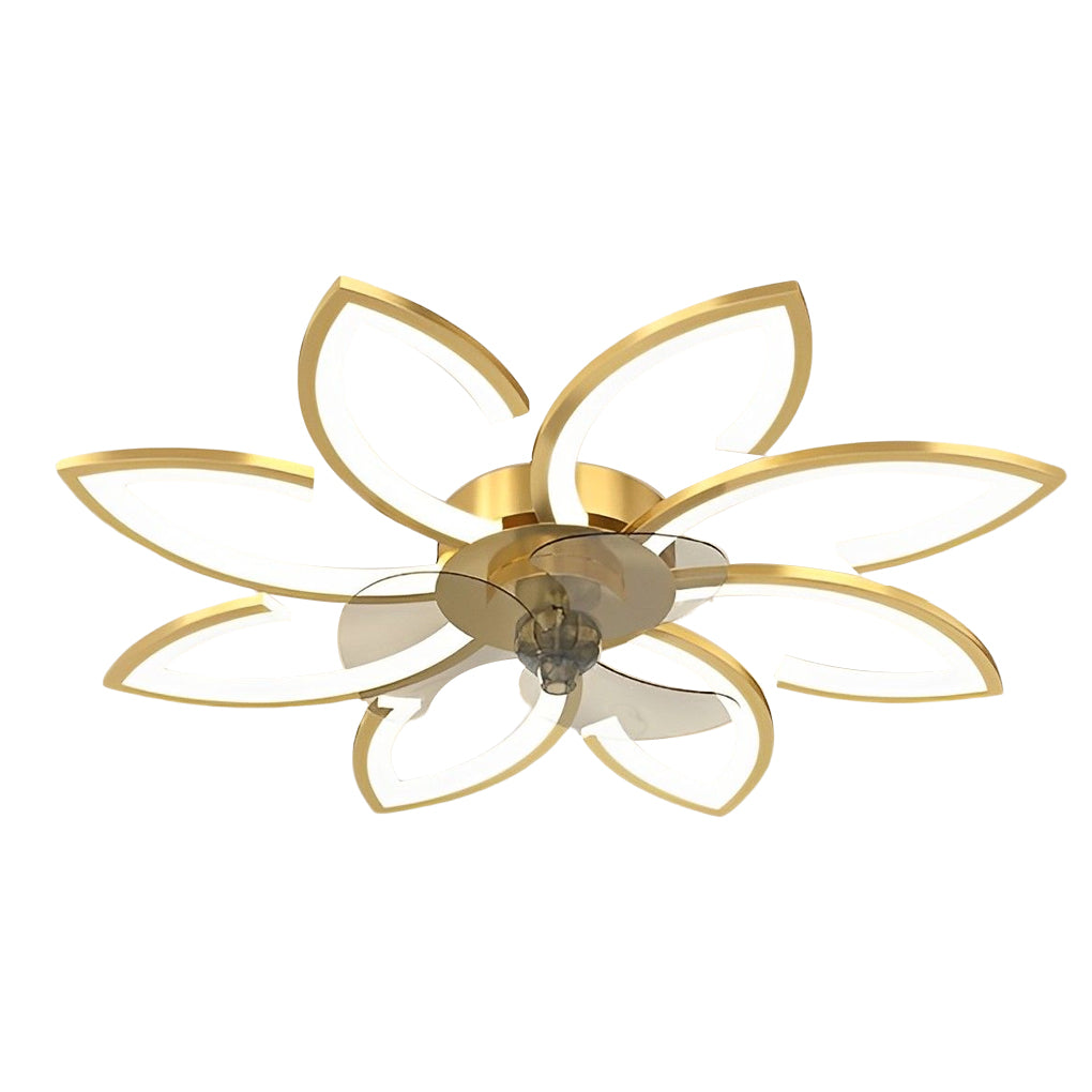 Modern White Flower Design LED Ceiling Fan with Light for Home