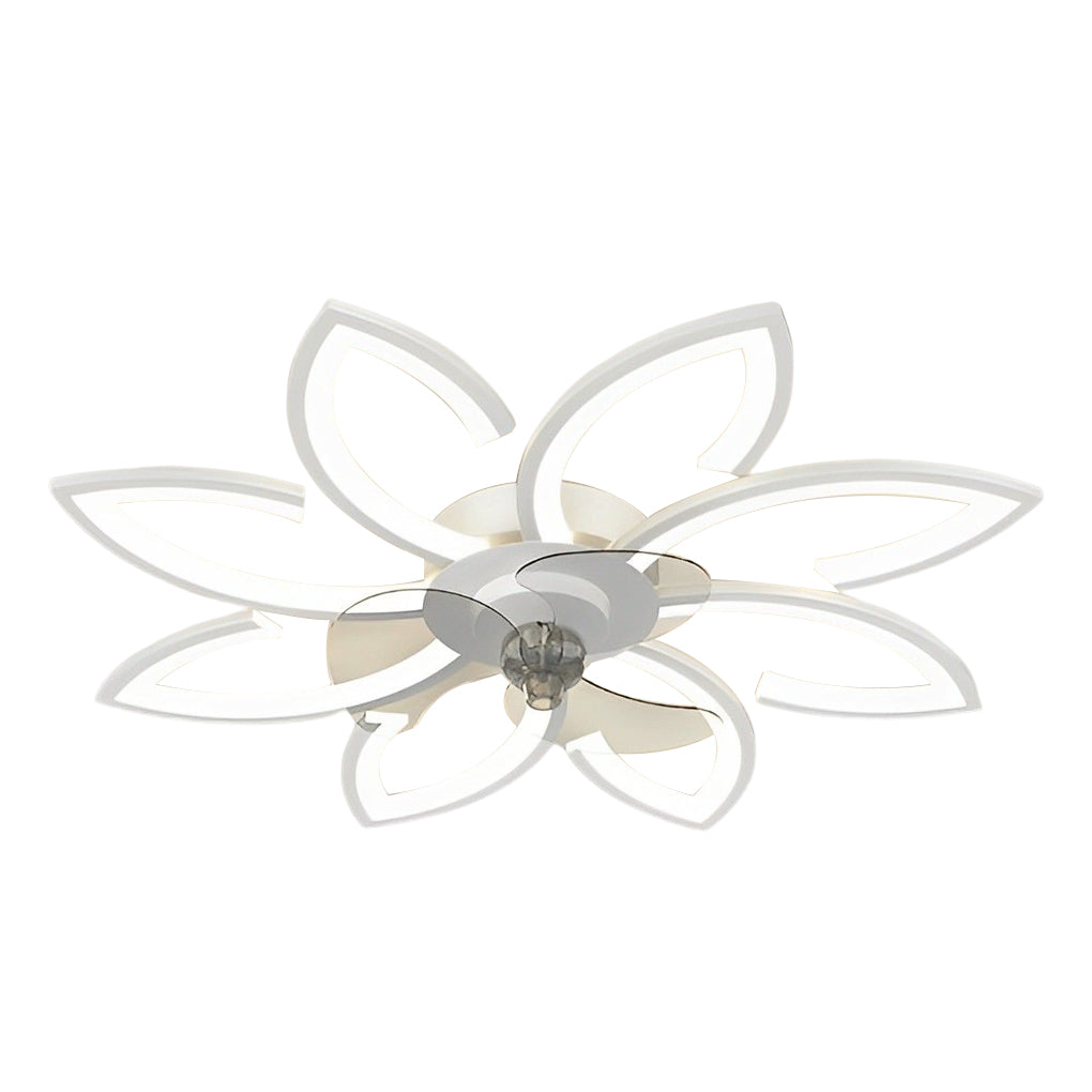 Modern White Flower Design LED Ceiling Fan with Light for Home