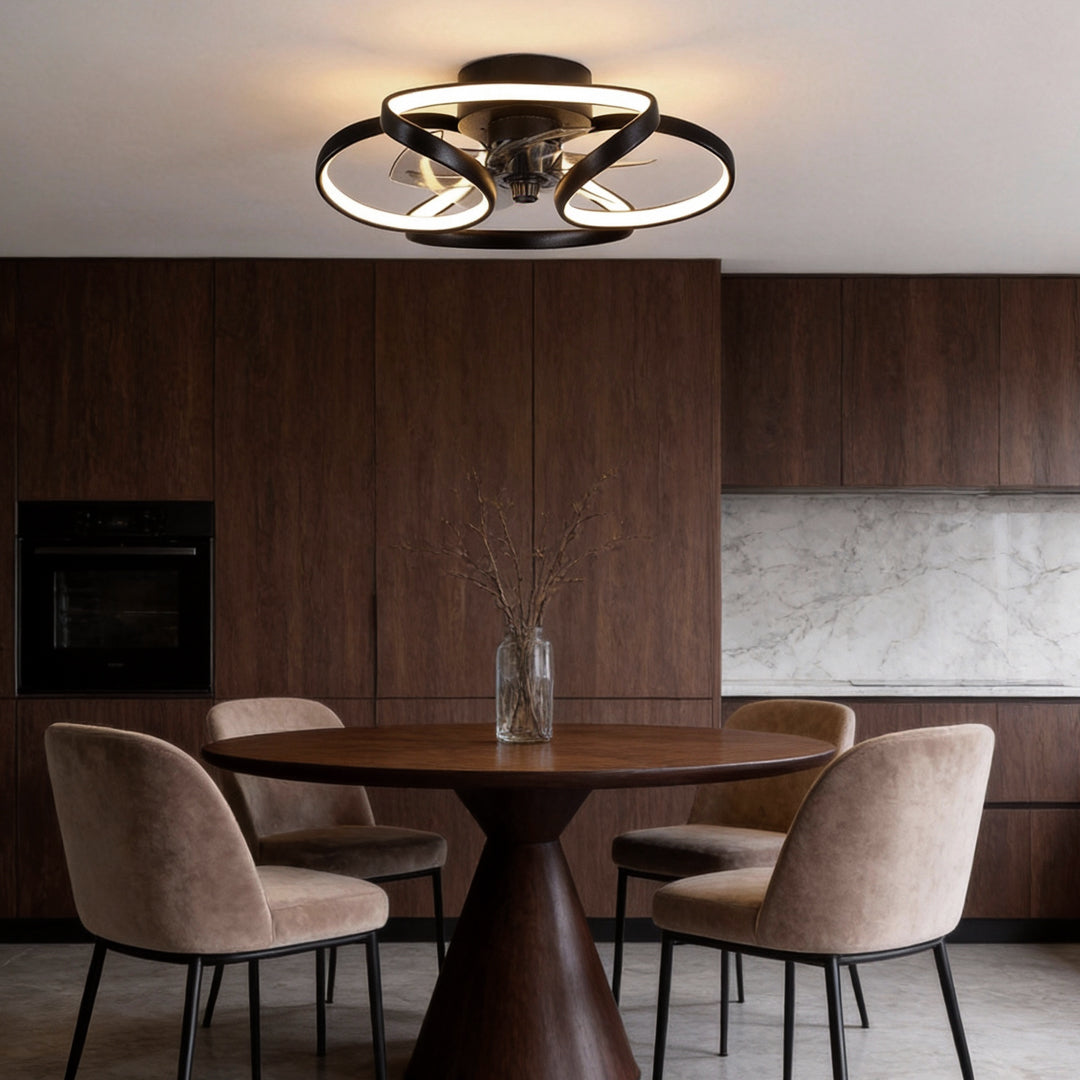 Modern Flower Crystal LED Ceiling Fan with Light for Living Room
