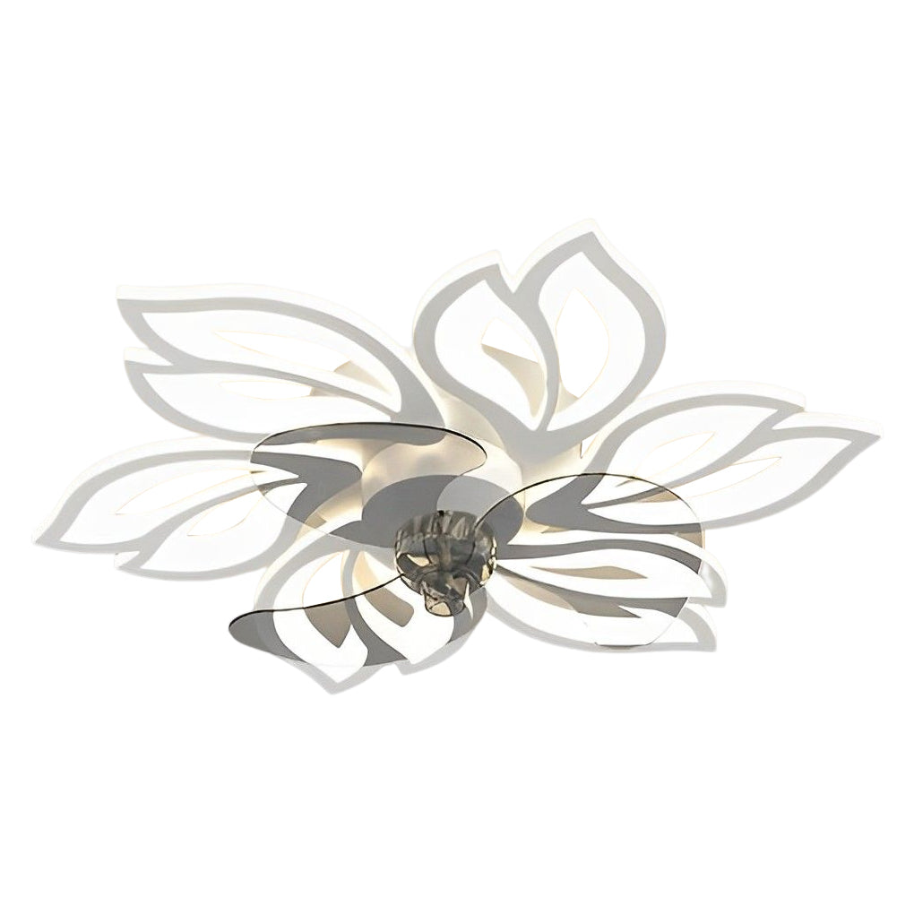 Modern White Flower Design LED Ceiling Fan with Light for Home