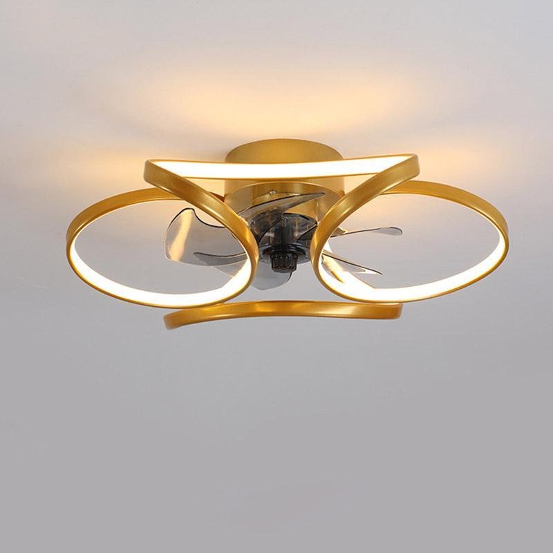 Modern White Flower Ceiling Fan with LED Light for Living Room Decor