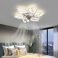 Modern White Flower Design LED Ceiling Fan with Light for Home