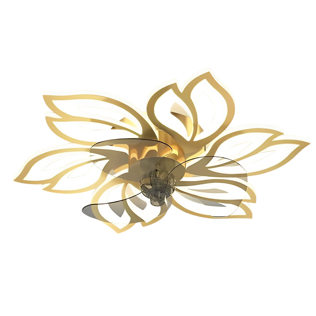 Modern White Flower Design LED Ceiling Fan with Light for Home
