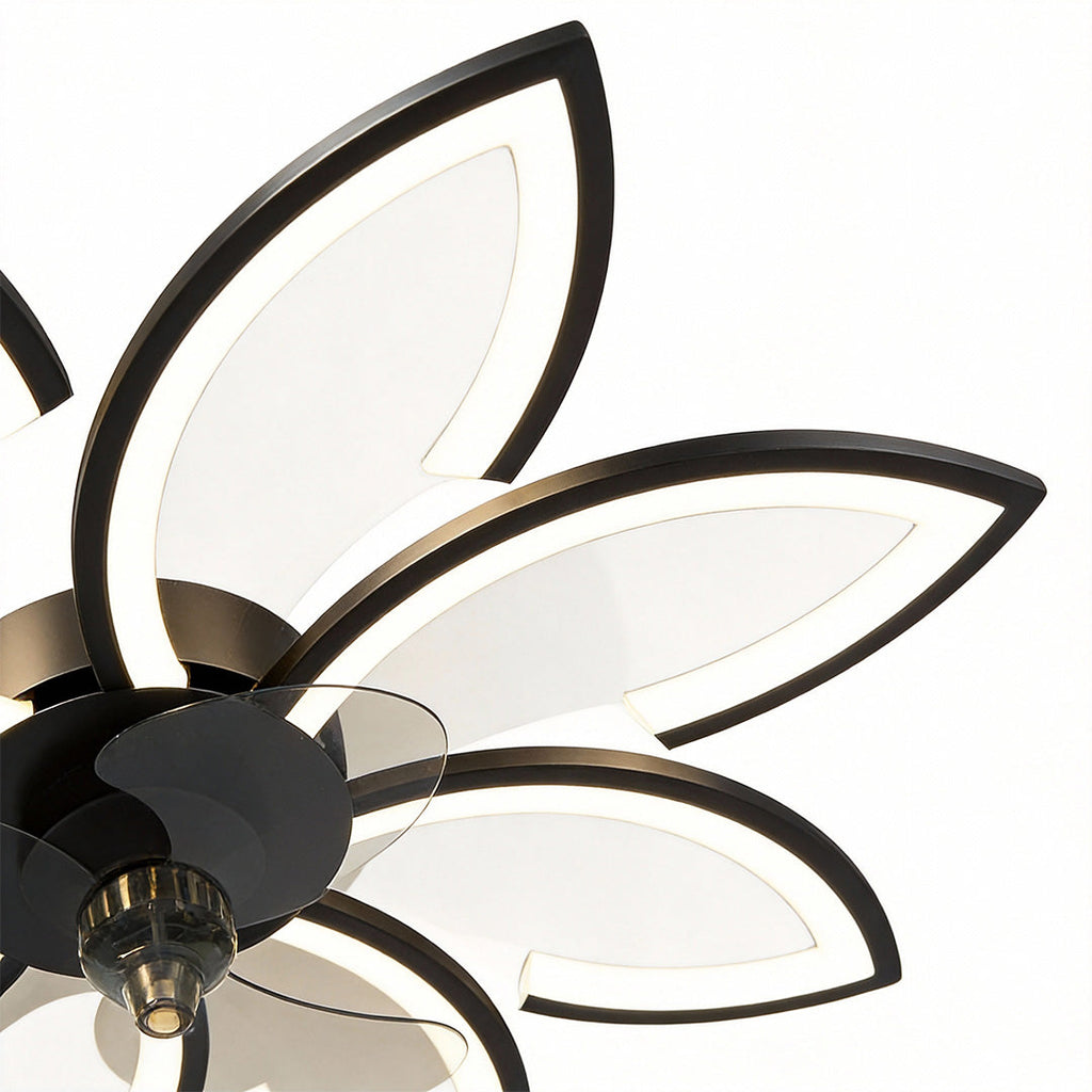 Modern White Flower Design LED Ceiling Fan with Light for Home
