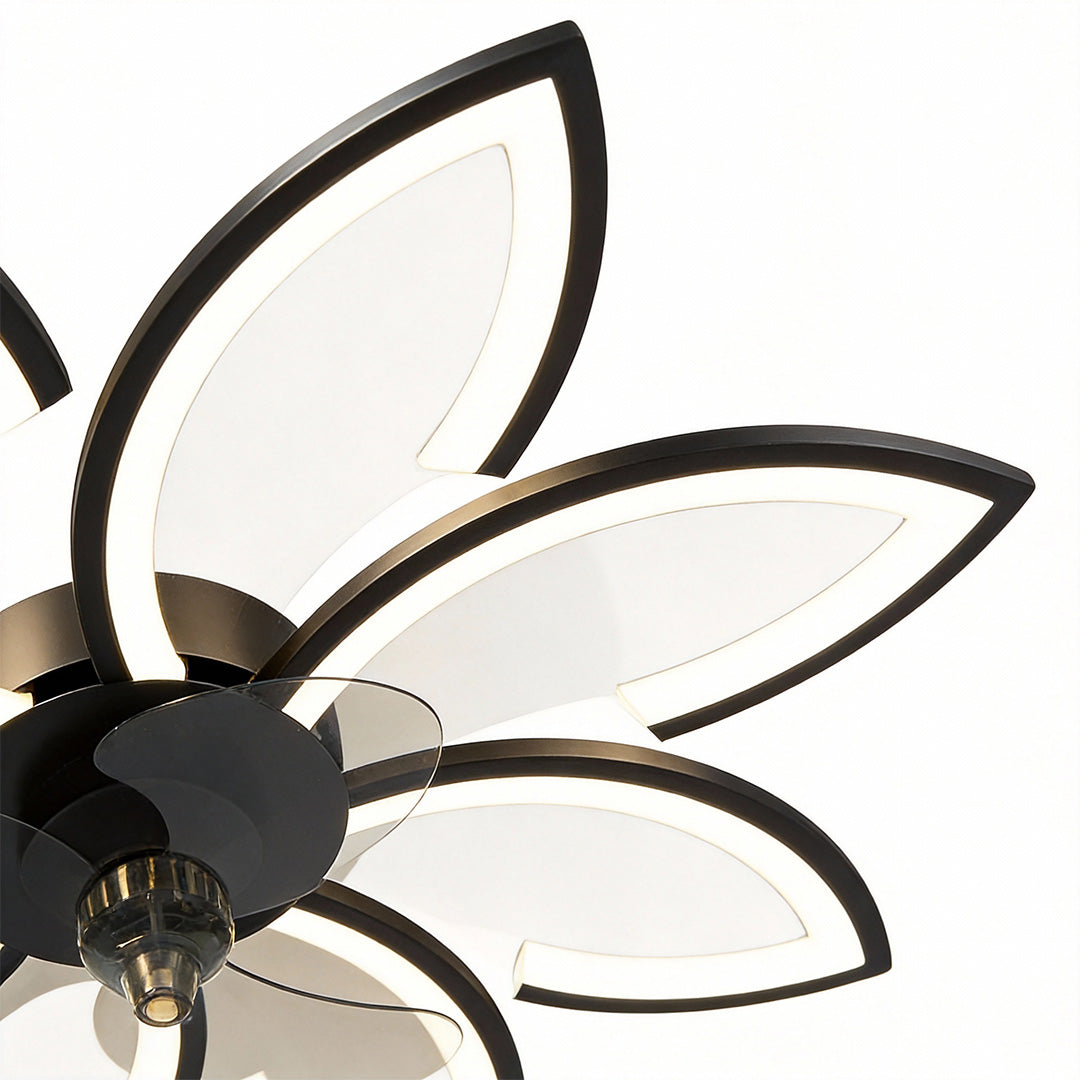 Modern White Flower Design LED Ceiling Fan with Light for Home