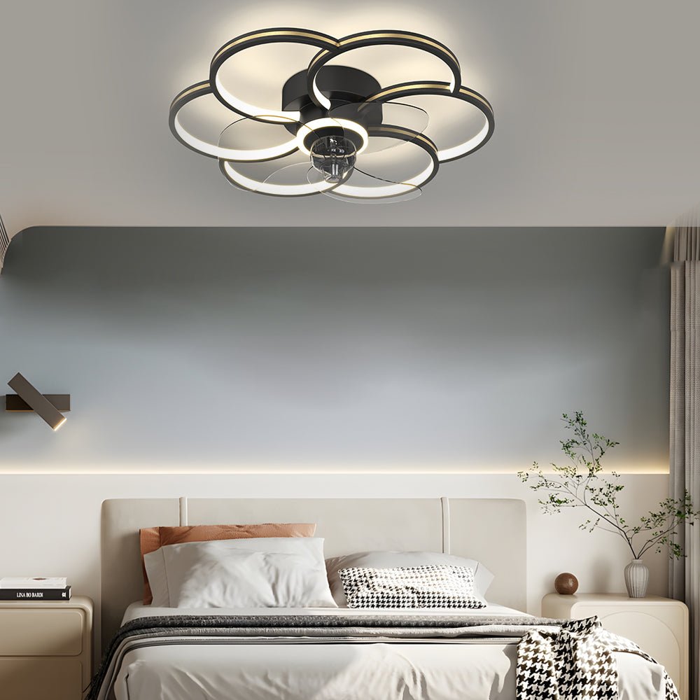 Elegant White Flower LED Ceiling Fan with Light for Modern Living Spaces