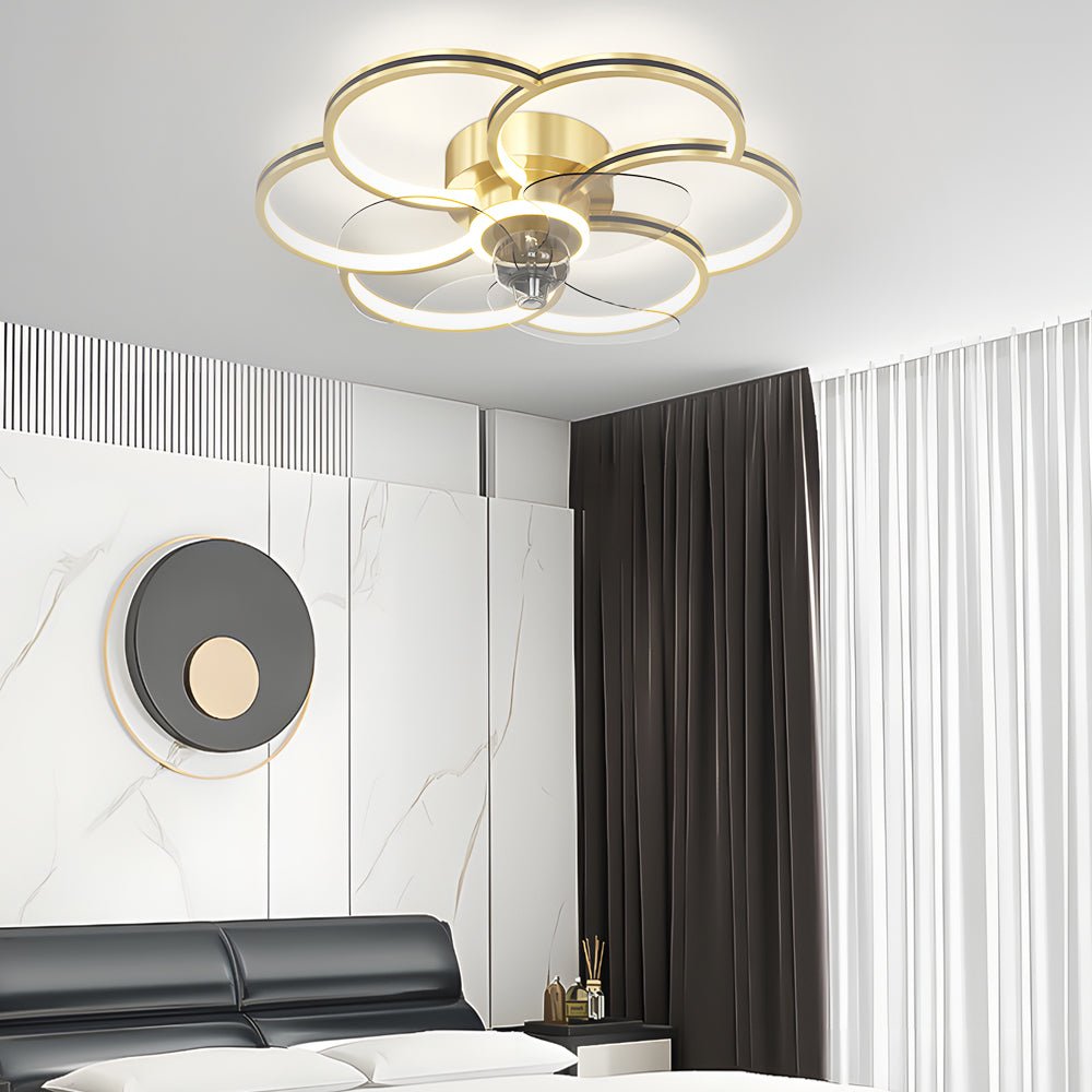 Elegant White Flower LED Ceiling Fan with Light for Modern Living Spaces