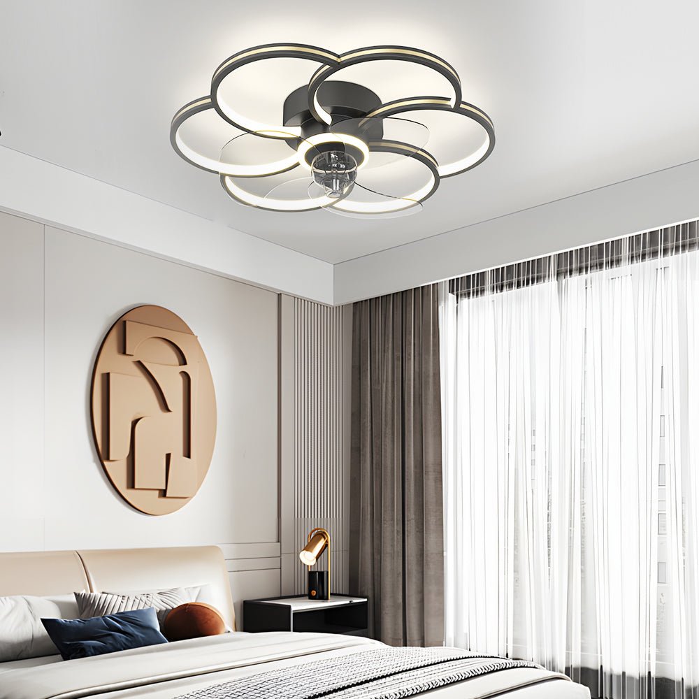 Elegant White Flower LED Ceiling Fan with Light for Modern Living Spaces